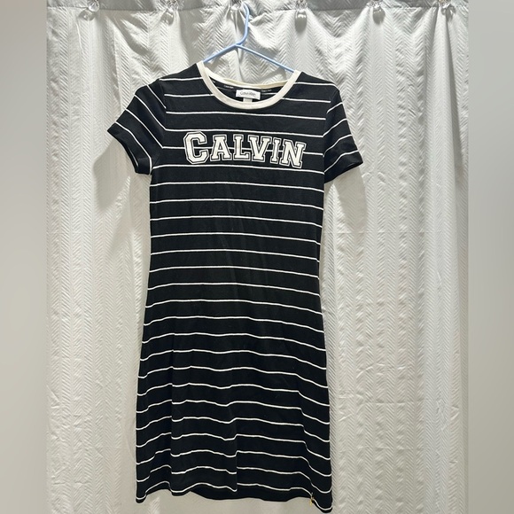 Calvin Klein Navy Striped Dress - Picture 4 of 5
